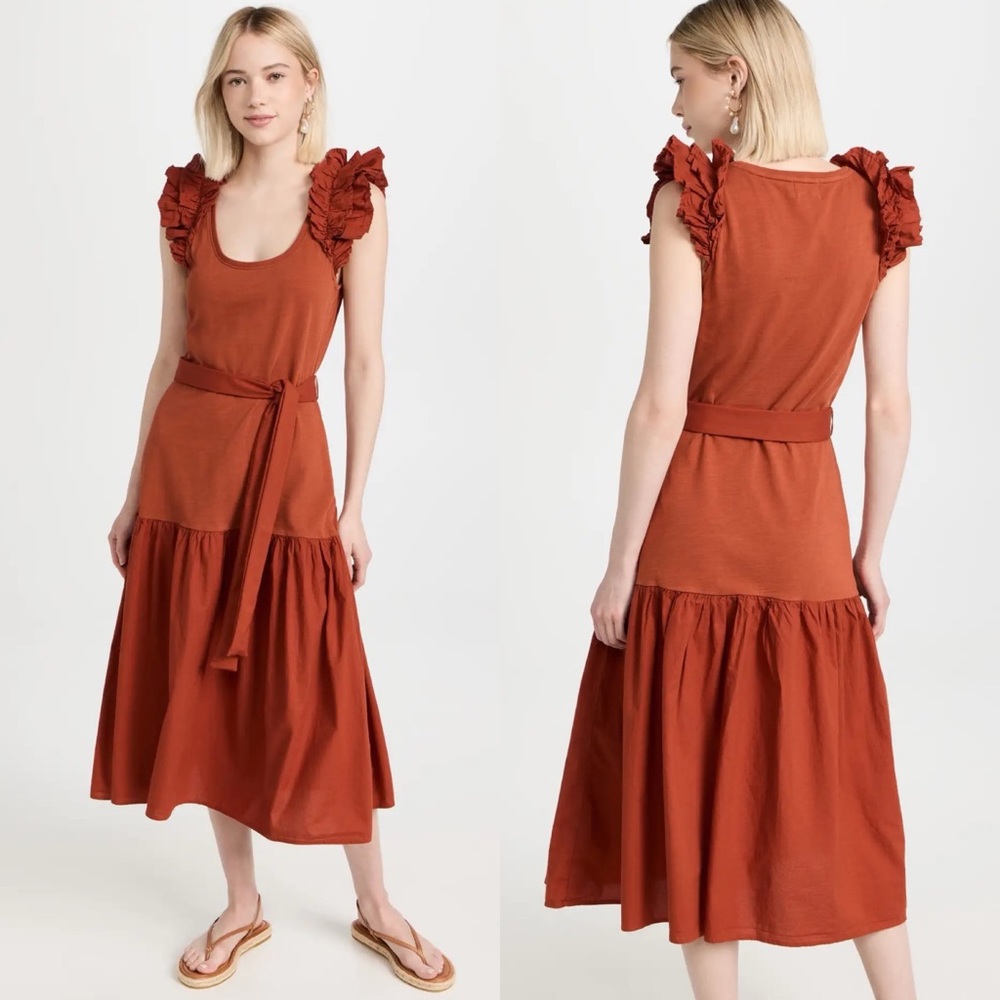 NWT Nation LTD Everleigh Frilly Ruffle Midi Dress